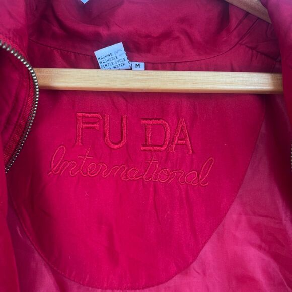 FUDA International VTG 100% Silk Red Full Zip Bomber Jacket Lightweight Size MD - Picture 12 of 15